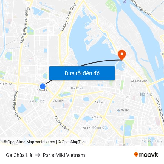 Ga Chùa Hà to Paris Miki Vietnam map