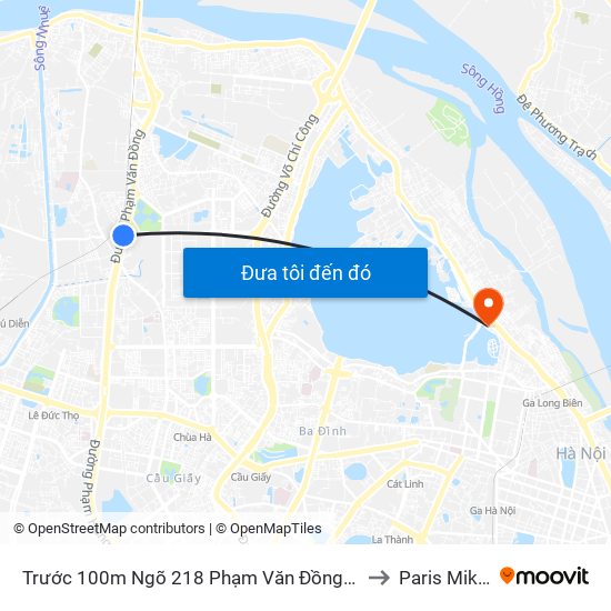 Trước 100m Ngõ 218 Phạm Văn Đồng (Đối Diện Công Viên Hòa Bình) to Paris Miki Vietnam map