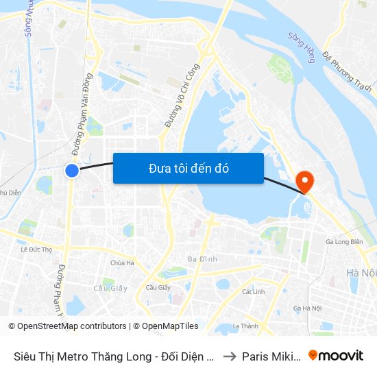 Siêu Thị Metro Thăng Long - Đối Diện Ngõ 599 Phạm Văn Đồng to Paris Miki Vietnam map