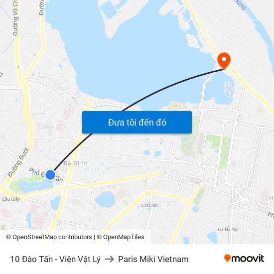 10 Đào Tấn - Viện Vật Lý to Paris Miki Vietnam map