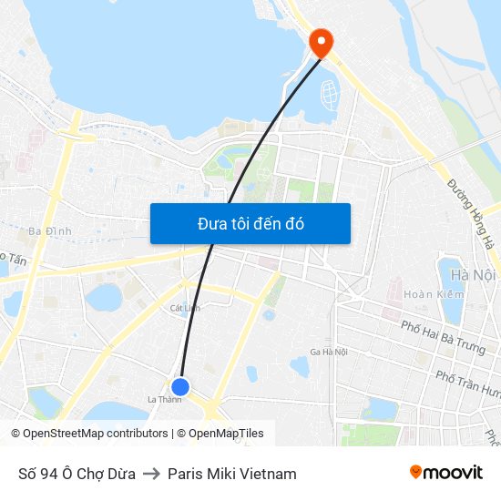 Số 94 Ô Chợ Dừa to Paris Miki Vietnam map