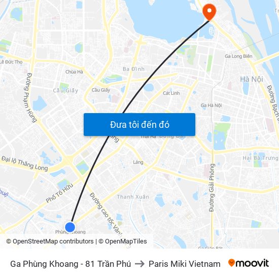 Ga Phùng Khoang - 81 Trần Phú to Paris Miki Vietnam map