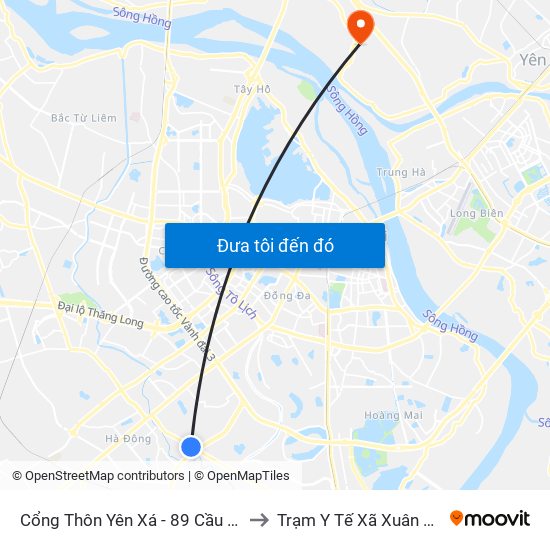 Cổng Thôn Yên Xá - 89 Cầu Bươu to Trạm Y Tế Xã Xuân Canh map