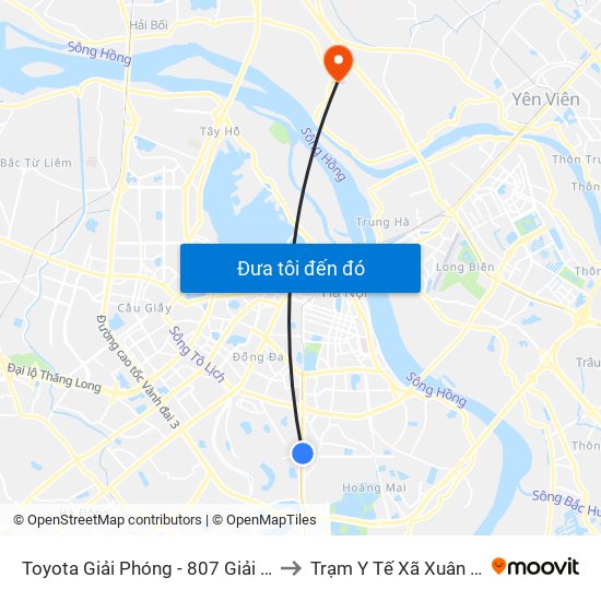 Toyota Giải Phóng - 807 Giải Phóng to Trạm Y Tế Xã Xuân Canh map