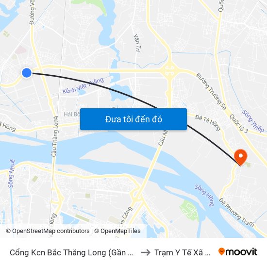 Cổng Kcn Bắc Thăng Long (Gần Cầu Vượt Bộ Hành) to Trạm Y Tế Xã Xuân Canh map