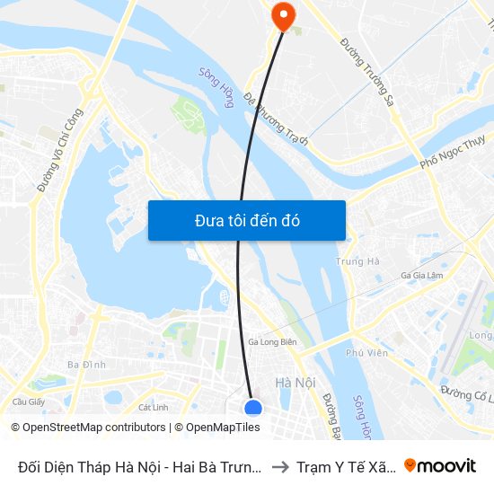 Đối Diện Tháp Hà Nội - Hai Bà Trưng (Cạnh 56 Hai Bà Trưng) to Trạm Y Tế Xã Xuân Canh map