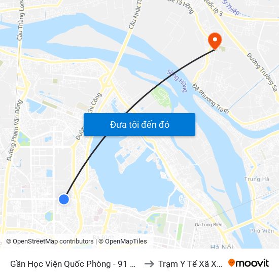 Gần Học Viện Quốc Phòng - 91 Hoàng Quốc Việt to Trạm Y Tế Xã Xuân Canh map