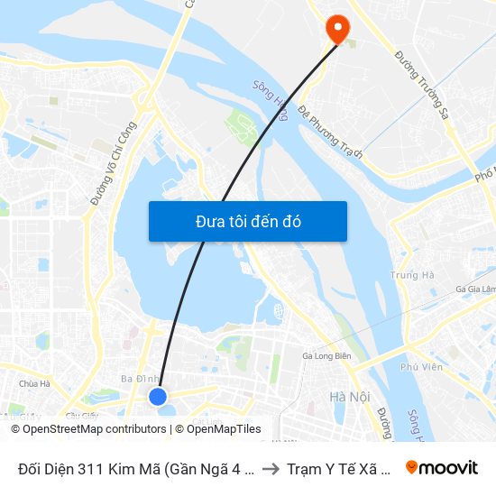 Đối Diện 311 Kim Mã (Gần Ngã 4 Kim Mã - Vạn Bảo) to Trạm Y Tế Xã Xuân Canh map