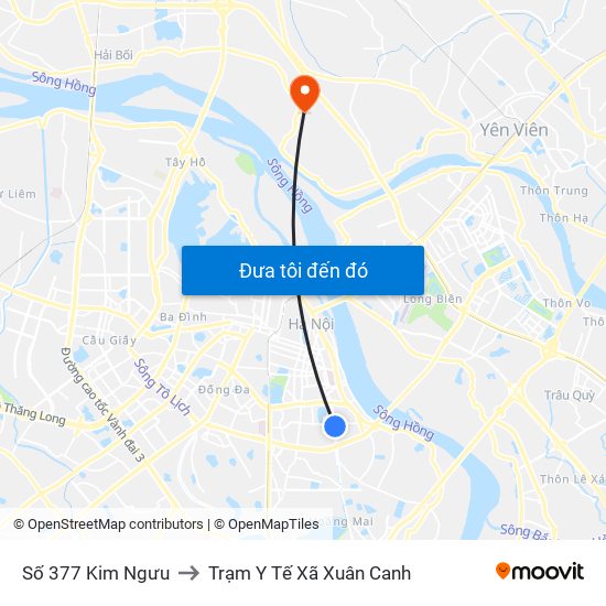 Số 377 Kim Ngưu to Trạm Y Tế Xã Xuân Canh map