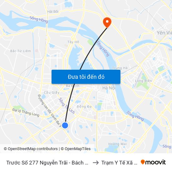 Trước Số 277 Nguyễn Trãi - Bách Hóa Giày Thượng Đình to Trạm Y Tế Xã Xuân Canh map