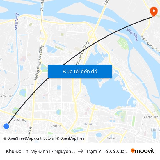 Khu Đô Thị Mỹ Đình Ii- Nguyễn Cơ Thạch to Trạm Y Tế Xã Xuân Canh map