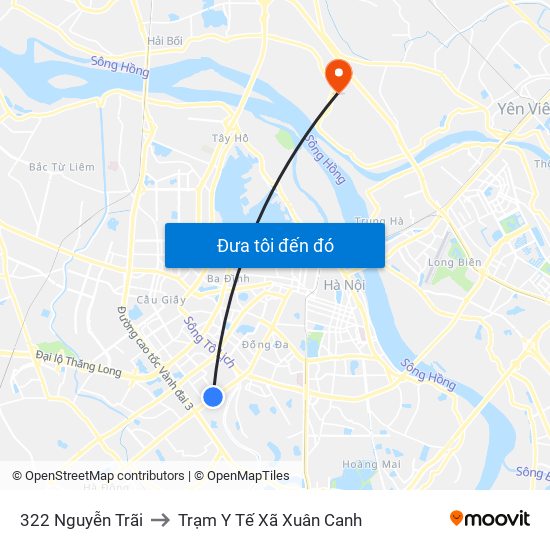 322 Nguyễn Trãi to Trạm Y Tế Xã Xuân Canh map