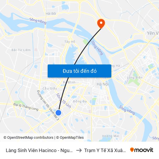 Làng Sinh Viên Hacinco - Nguyễn Tuân to Trạm Y Tế Xã Xuân Canh map
