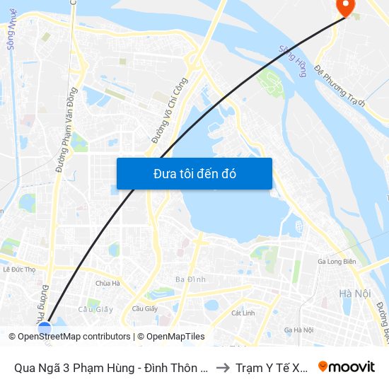 Qua Ngã 3 Phạm Hùng - Đình Thôn (Hướng Đi Phạm Văn Đồng) to Trạm Y Tế Xã Xuân Canh map