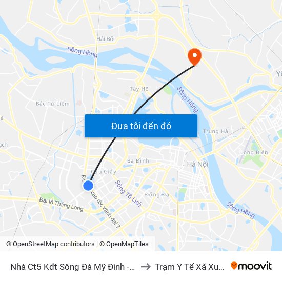 Nhà Ct5 Kđt Sông Đà Mỹ Đình - Phạm Hùng to Trạm Y Tế Xã Xuân Canh map