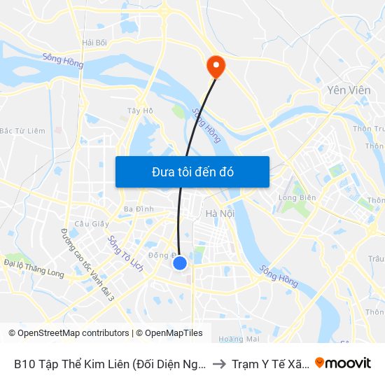 B10 Tập Thể Kim Liên (Đối Diện Ngõ 46b Phạm Ngọc Thạch) to Trạm Y Tế Xã Xuân Canh map