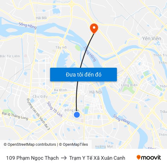 109 Phạm Ngọc Thạch to Trạm Y Tế Xã Xuân Canh map