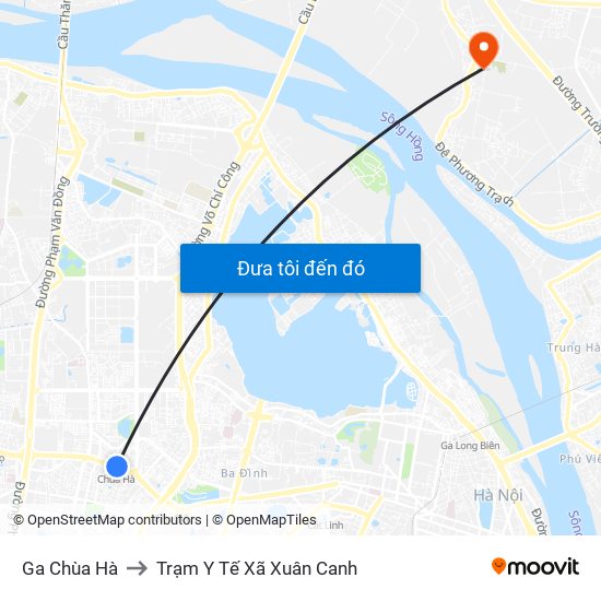 Ga Chùa Hà to Trạm Y Tế Xã Xuân Canh map