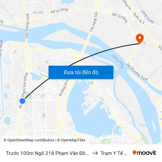 Trước 100m Ngõ 218 Phạm Văn Đồng (Đối Diện Công Viên Hòa Bình) to Trạm Y Tế Xã Xuân Canh map