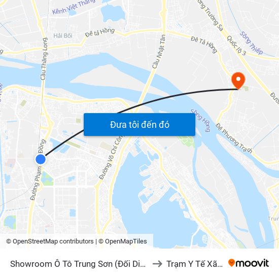 Showroom Ô Tô Trung Sơn (Đối Diện 315 Phạm Văn Đồng) to Trạm Y Tế Xã Xuân Canh map