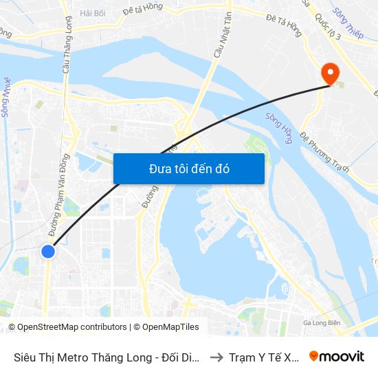 Siêu Thị Metro Thăng Long - Đối Diện Ngõ 599 Phạm Văn Đồng to Trạm Y Tế Xã Xuân Canh map