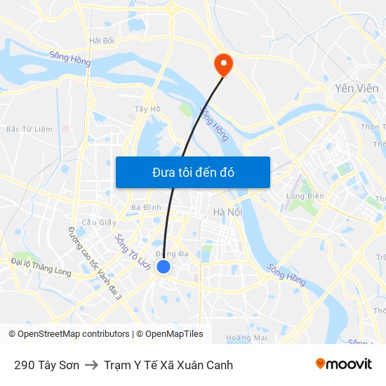 290 Tây Sơn to Trạm Y Tế Xã Xuân Canh map