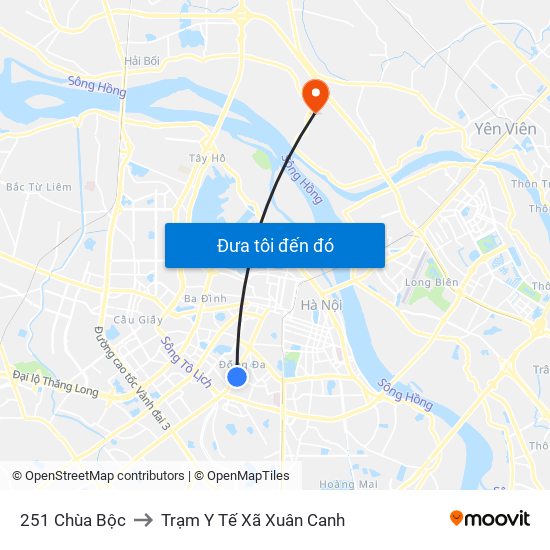 251 Chùa Bộc to Trạm Y Tế Xã Xuân Canh map