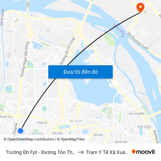 Trường Đh Fpt - Đường Tôn Thất Thuyết to Trạm Y Tế Xã Xuân Canh map