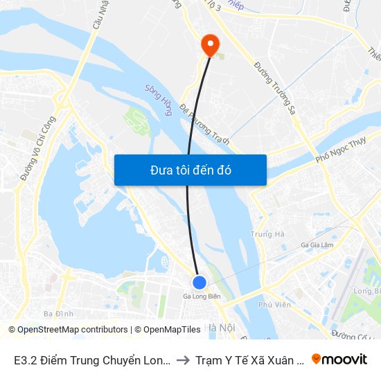 E3.2 Điểm Trung Chuyển Long Biên to Trạm Y Tế Xã Xuân Canh map