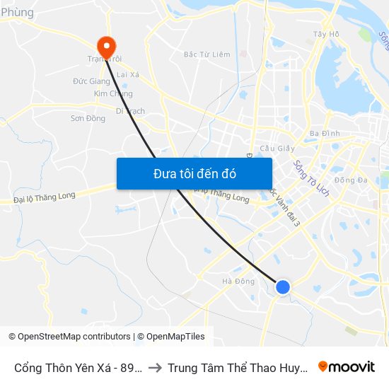 Cổng Thôn Yên Xá - 89 Cầu Bươu to Trung Tâm Thể Thao Huyện Hoài Đức map