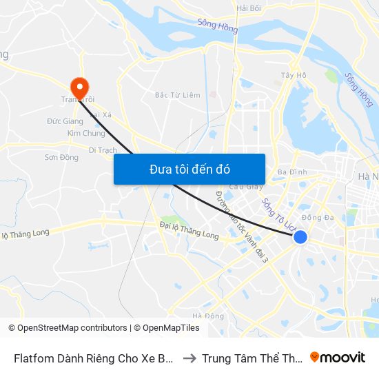 Flatfom Dành Riêng Cho Xe Buýt Trước Nhà 45 Đường Láng to Trung Tâm Thể Thao Huyện Hoài Đức map