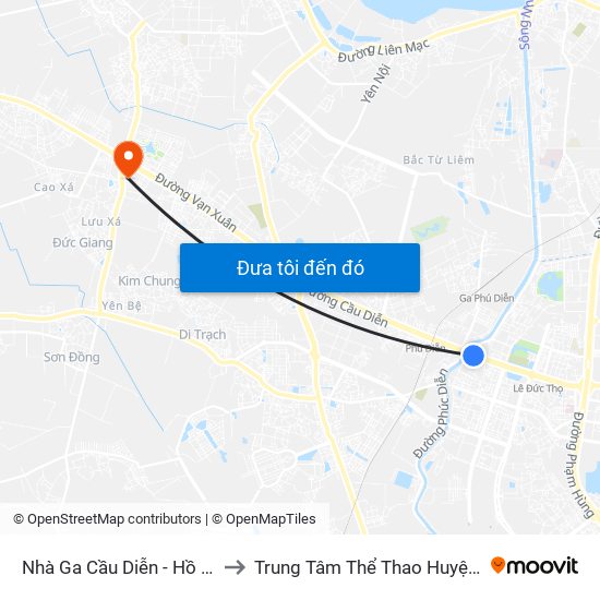 Nhà Ga Cầu Diễn - Hồ Tùng Mậu to Trung Tâm Thể Thao Huyện Hoài Đức map