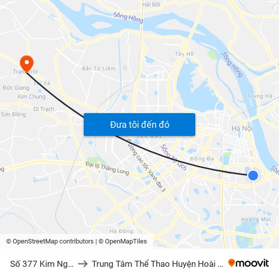 Số 377 Kim Ngưu to Trung Tâm Thể Thao Huyện Hoài Đức map