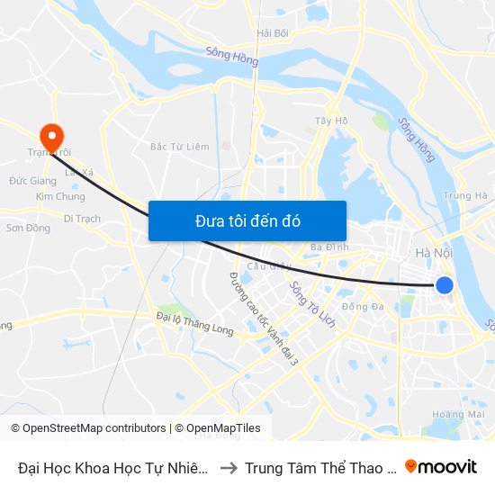 Đại Học Khoa Học Tự Nhiên - 19 Lê Thánh Tông to Trung Tâm Thể Thao Huyện Hoài Đức map