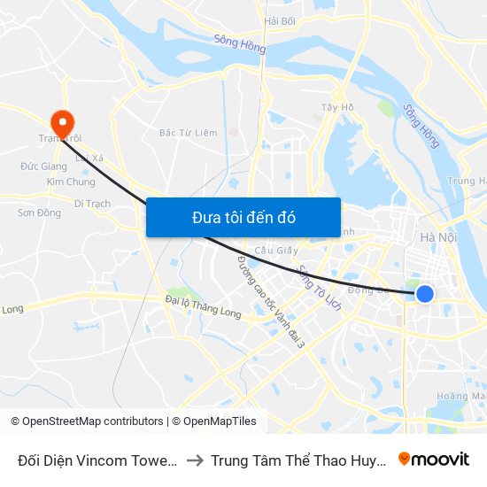 Đối Diện Vincom Tower - Bà Triệu to Trung Tâm Thể Thao Huyện Hoài Đức map