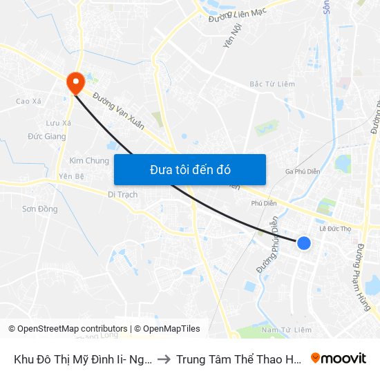 Khu Đô Thị Mỹ Đình Ii- Nguyễn Cơ Thạch to Trung Tâm Thể Thao Huyện Hoài Đức map