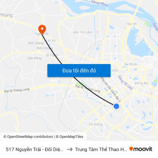 517 Nguyễn Trãi - Đối Diện Đại Học Hà Nội to Trung Tâm Thể Thao Huyện Hoài Đức map