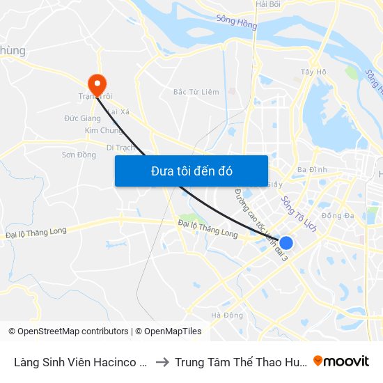 Làng Sinh Viên Hacinco - Nguyễn Tuân to Trung Tâm Thể Thao Huyện Hoài Đức map