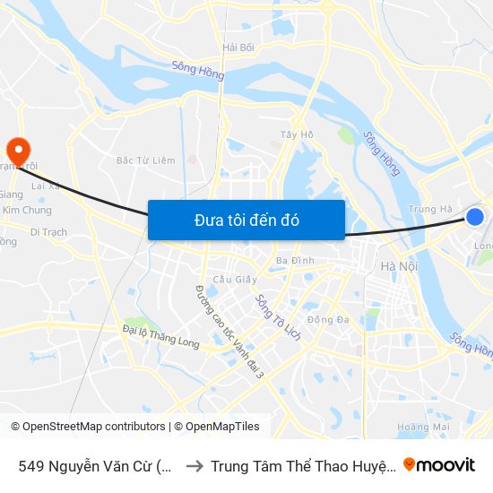 549 Nguyễn Văn Cừ (Cột Trước) to Trung Tâm Thể Thao Huyện Hoài Đức map