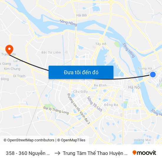 358 - 360 Nguyễn Văn Cừ to Trung Tâm Thể Thao Huyện Hoài Đức map