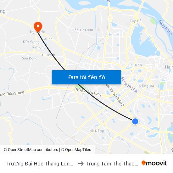 Trường Đại Học Thăng Long - Nghiêm Xuân Yêm to Trung Tâm Thể Thao Huyện Hoài Đức map