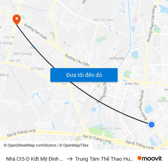 Nhà Ct5-D Kđt Mỹ Đình - Phạm Hùng to Trung Tâm Thể Thao Huyện Hoài Đức map