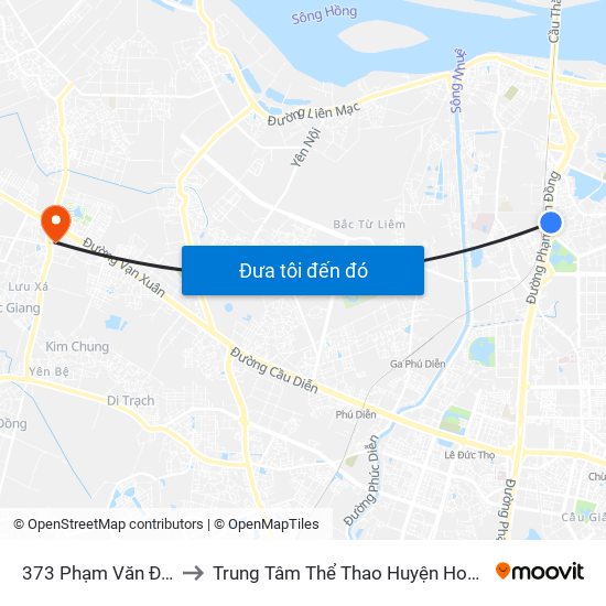 373 Phạm Văn Đồng to Trung Tâm Thể Thao Huyện Hoài Đức map