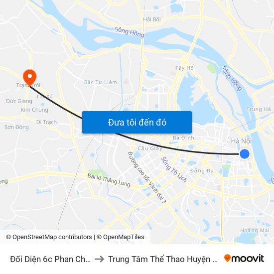 Đối Diện 6c Phan Chu Trinh to Trung Tâm Thể Thao Huyện Hoài Đức map