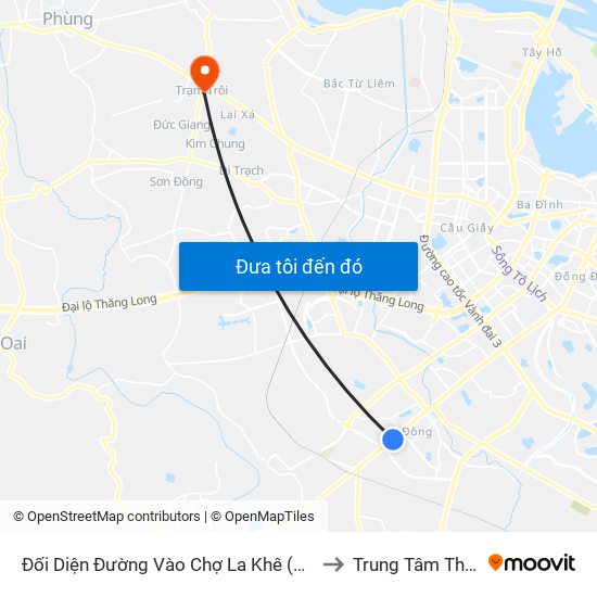 Đối Diện Đường Vào Chợ La Khê (Qua Ga Metro La Khê) - 405 Quang Trung (Hà Đông) to Trung Tâm Thể Thao Huyện Hoài Đức map