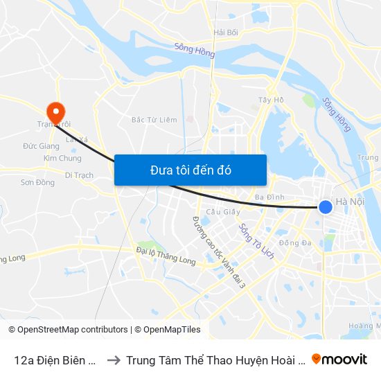 12a Điện Biên Phủ to Trung Tâm Thể Thao Huyện Hoài Đức map