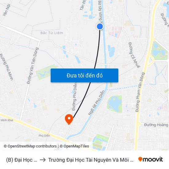 (B) Đại Học Mỏ to Trường Đại Học Tài Nguyên Và Môi Trường map