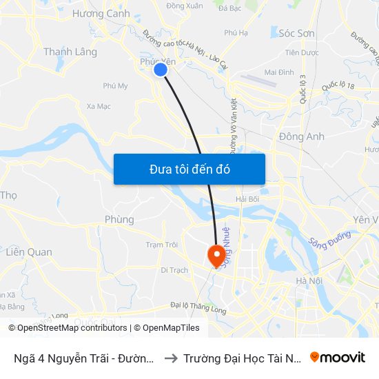 Ngã 4 Nguyễn Trãi - Đường Hai Bà Trưng - Phúc Yên to Trường Đại Học Tài Nguyên Và Môi Trường map