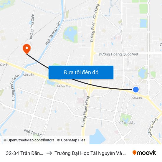 32-34 Trần Đăng Ninh to Trường Đại Học Tài Nguyên Và Môi Trường map