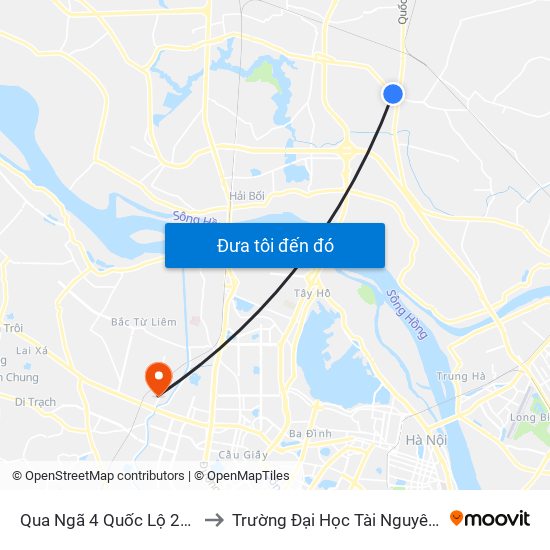 Qua Ngã 4 Quốc Lộ 23b - Quốc Lộ 3 to Trường Đại Học Tài Nguyên Và Môi Trường map